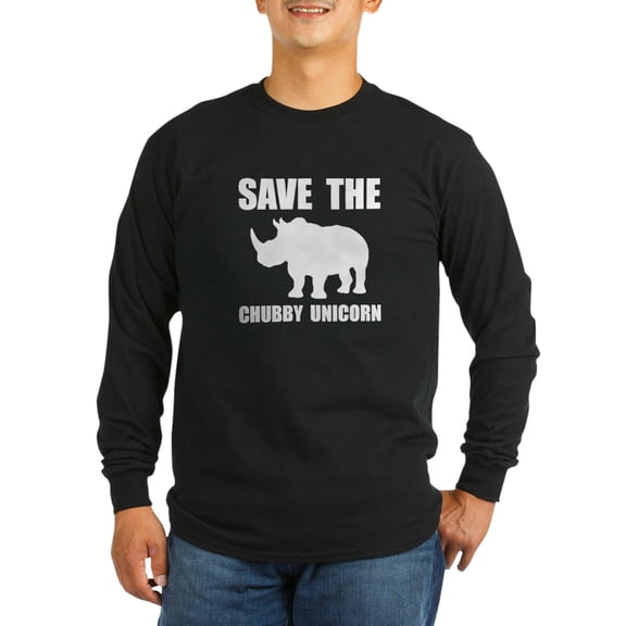 CafePress - Chubby Unicorn Rhino Long Sleeve T Shirt - Long Sleeve Dark T-Shirt