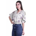 thumbnail image 3 of Moomaya Womens Wrap Top Printed V-Neck Short Wrap Blouse Casual Clothing, 3 of 5