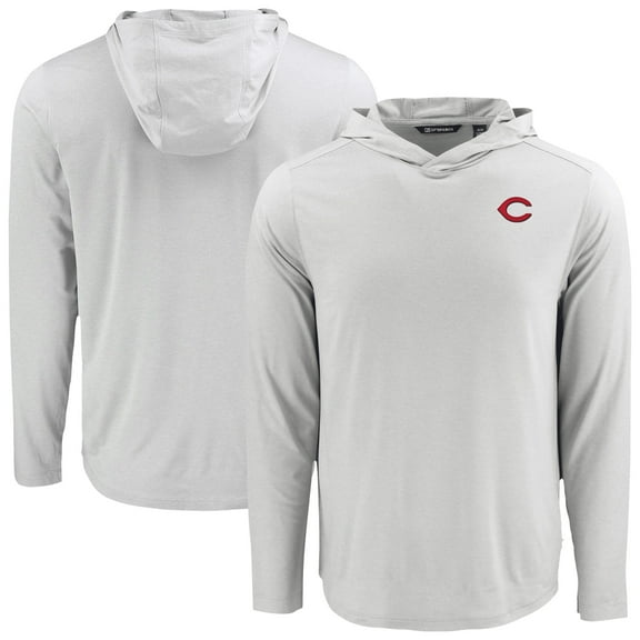 Men's Cutter & Buck Gray Cincinnati Reds Coastline Epic Comfort Recycled Eco Hoodie Long Sleeve T-Shirt