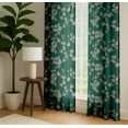 thumbnail image 4 of Vargottam 84 Inch Rod Pocket/Back Tab Cotton Curtains for Windows and Doors - Light Filtering Cotton Canvas - Light Filtering Drapes for Doors - Set of 2 Panels, 52"x84" - Floral Design (Green), 4 of 8