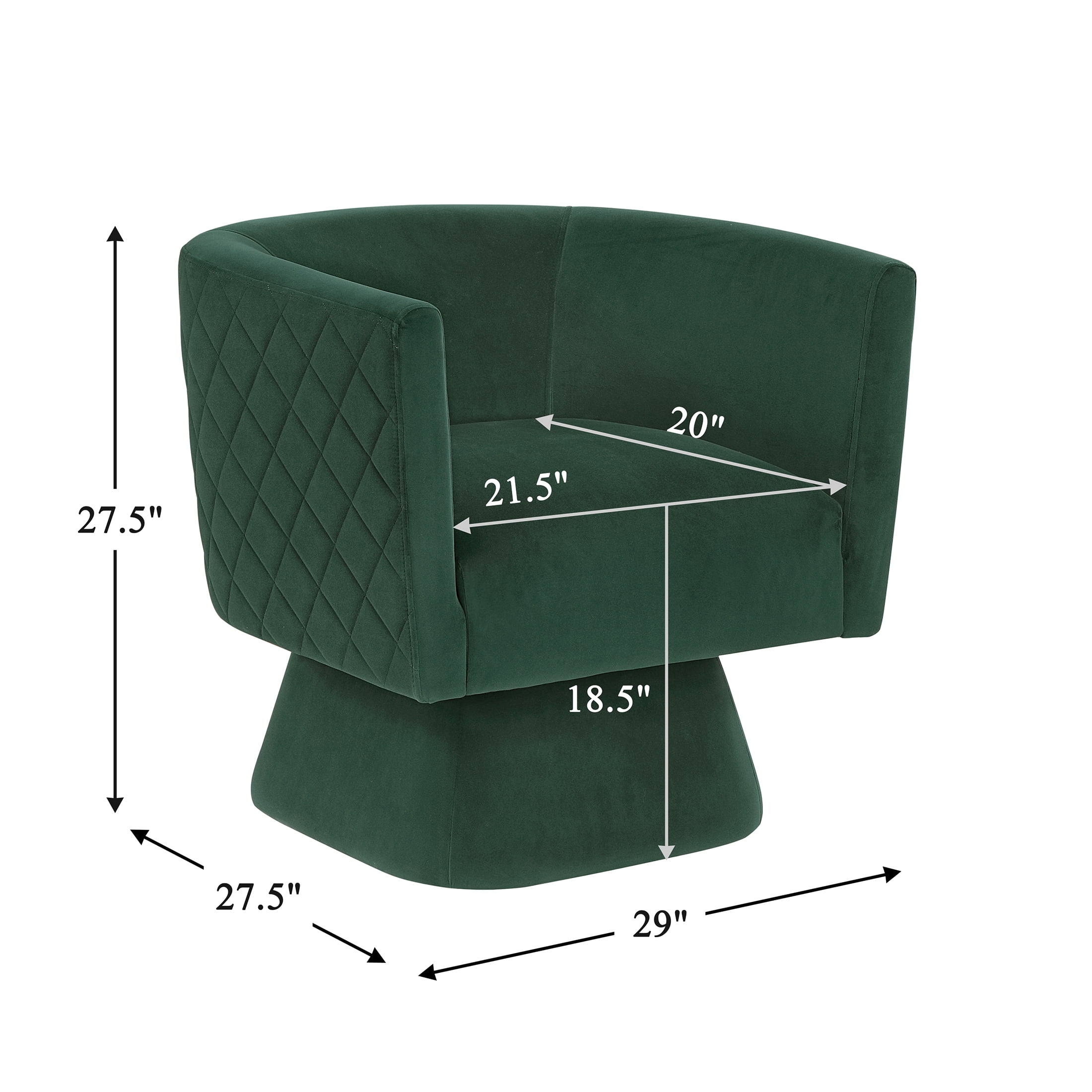 OakvillePark Valemont Velvet Swivel Barrel Chair, Green