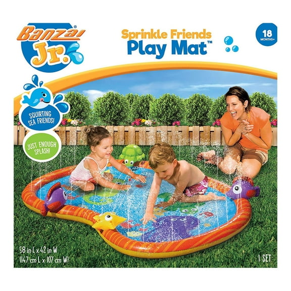 Banzai Jr. 58 Inch Sprinkle Friends Outdoor Water Play Mat