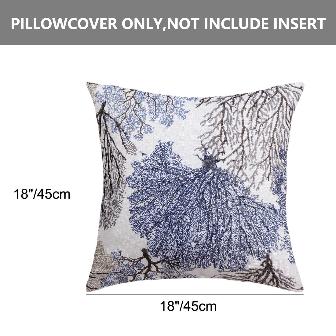 Unique Bargains Soft Polyester Coral Printed Throw Pillowcase, 18"x18" Blue 1