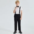 thumbnail image 2 of VNKIDY Boys Outfits Short Sleeve Lapel Shirt Suspenders Pants Outfit Set Kids School Formal Casual Wear Childrens Dress For Daily Spring Summer Fall Lovely Sets, 2 of 4