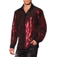 thumbnail image 4 of CAMISAS DE LENTEJUELAS PARA HOMBRES INSPIRE CHIC, MANGA LARGA, CIERRE DE BOTÓN, CAMISAS METÁLICAS BRILLANTES XL ROJO, 4 of 5