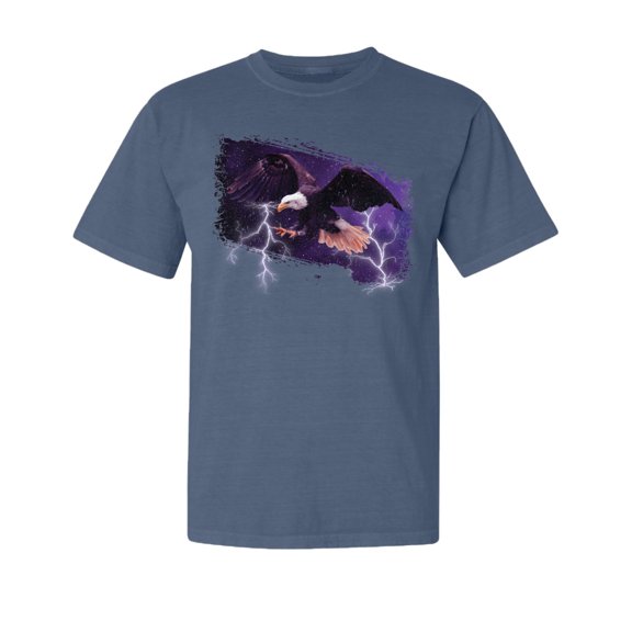 Wild Bobby, USA Freedom Eagle Portrait, Animal Lover, Garment-Dyed Washed Look Short Sleeve T-Shirt, Navy, 2XL