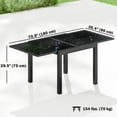 thumbnail image 3 of Outsunny Expandable Outdoor Dining Table with Tempered Glass Tabletop Black, 3 of 10