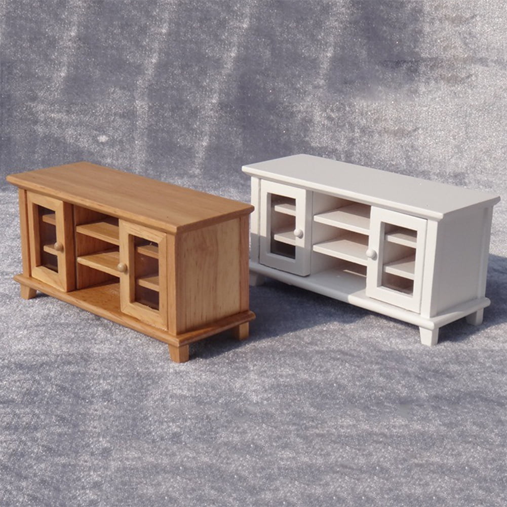 1/12 Scale Mini Dollhouse Wooden Storage Rack with Hook Living Room Kitchen Furniture Accessory 