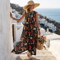 thumbnail image 5 of Xixirimido Dragonfly Mushroom Daisy Print Maxi Dresses for Women Sleeveless Casual Dresses with Pockets Flowy A-line Long Summer Sun Dress Beach Vacation Wear, 3X-Large, 5 of 7