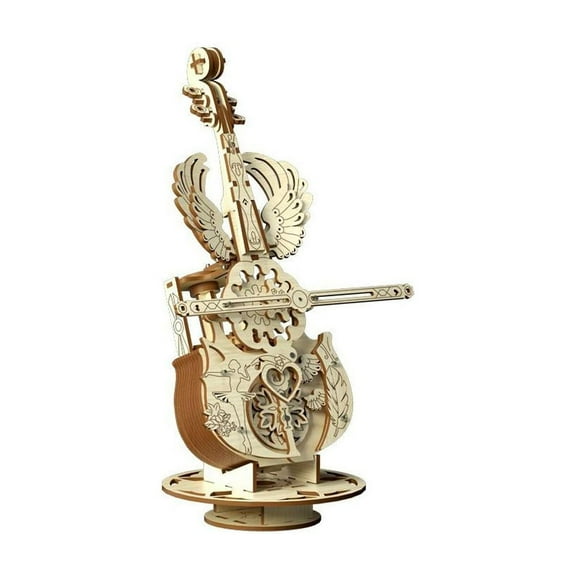 3D Wooden Puzzles for Adults,Wooden Music Box Kits,Cello Music Box DIY Model,Wood Crafts Mechanical Puzzle Building Kits,Birthday Gifts Hobbies for Women Men