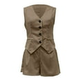 thumbnail image 4 of RMGVDSD Women's Blazer 2 Piece Outfits Summer 2025 Casual Business Clothes Sleeveless Button Down Vest Shorts Sets Women Fashion Travel Outfits, 4 of 5