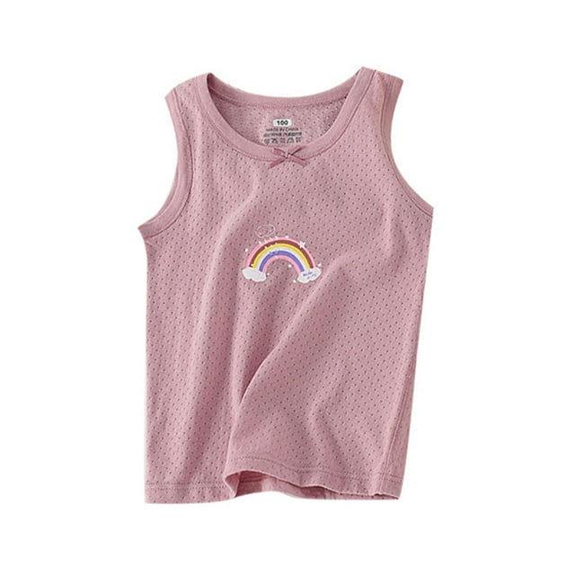 Icvfdpl T-Shirts pour Filles Rentrée des Classes, Débardeur Sans Manches T-Shirt Col Rond Chandail en Molleton Cartoon Performance Sportive T-Shirt 1-13 Ans Mode Urbaine Respirant, 11-13 Ans