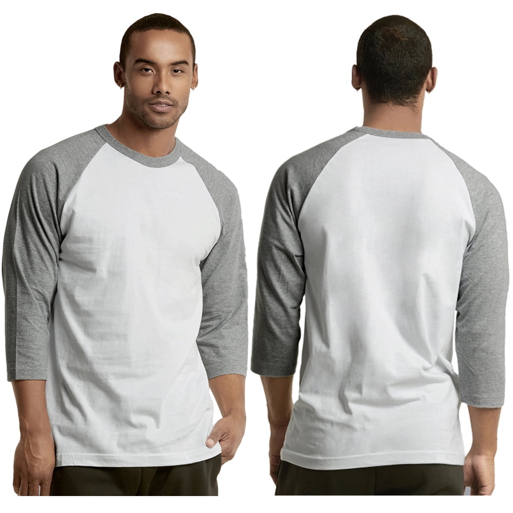 AllTopBargains Men 3/4 Sleeve Plain Baseball Raglan TShirt Plain