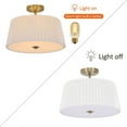 thumbnail image 4 of White Simple & Modern Fan-Shaped Fabric Semi Flus Ceiling Light Home Decor  60W, 4 of 15