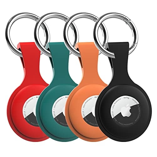 Porta-AirTag de 4 und. c/ llavero - funda p/ AirTag wanchel c/ llavero anti-pérdida, etiqueta AirTag protectora, localizador objetos, perros, gatos, llaves, carteras, mochilas