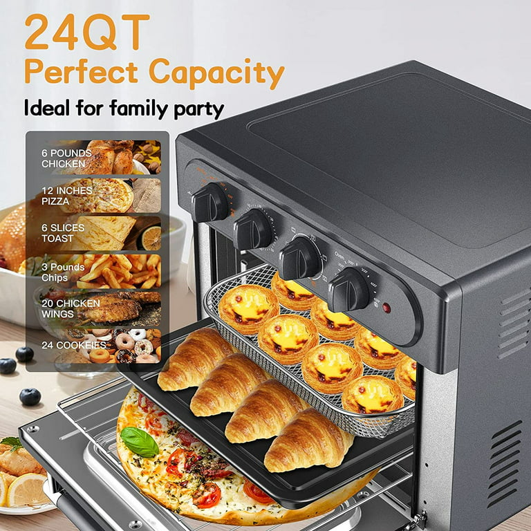WEESTA 24QT Air Fryer Toaster Oven Combo 7-in-1 Convection Oven Countertop  with Accessories & E-Recipes Black 