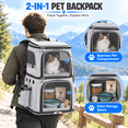 thumbnail image 6 of ManyFun Double Cat Backpack Carrier with Wheels Pet Carrier for Cat Small Dog Traveling Picnic Grey, 6 of 10