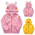thumbnail image 1 of Children Winter Fleece Embroidered Little Yellow Chicken Rabbit Zipper Hoodie Jacket, 1 of 5