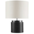 thumbnail image 3 of (2 pack) Beautiful by Drew Barrymore 14" Black Faux Ribbed Wood Table Lamps, 3 of 9