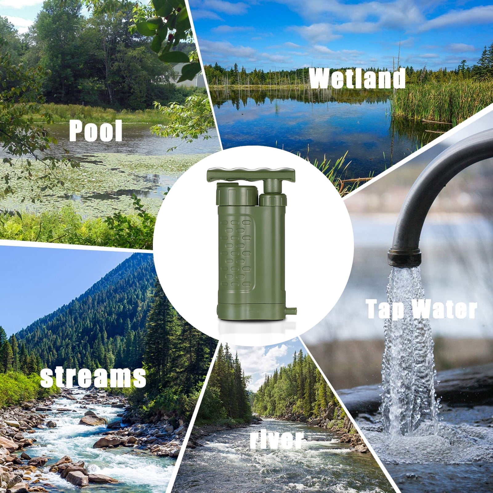 7299 Water  Pump Water Filtration System with 0.01 Micron Water Filter Portable  Survival Gear for Family Preparedness Camping Hiking