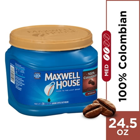 (2 Pack) Maxwell House 100% Colombian Ground Coffee, 24.5 oz Canister