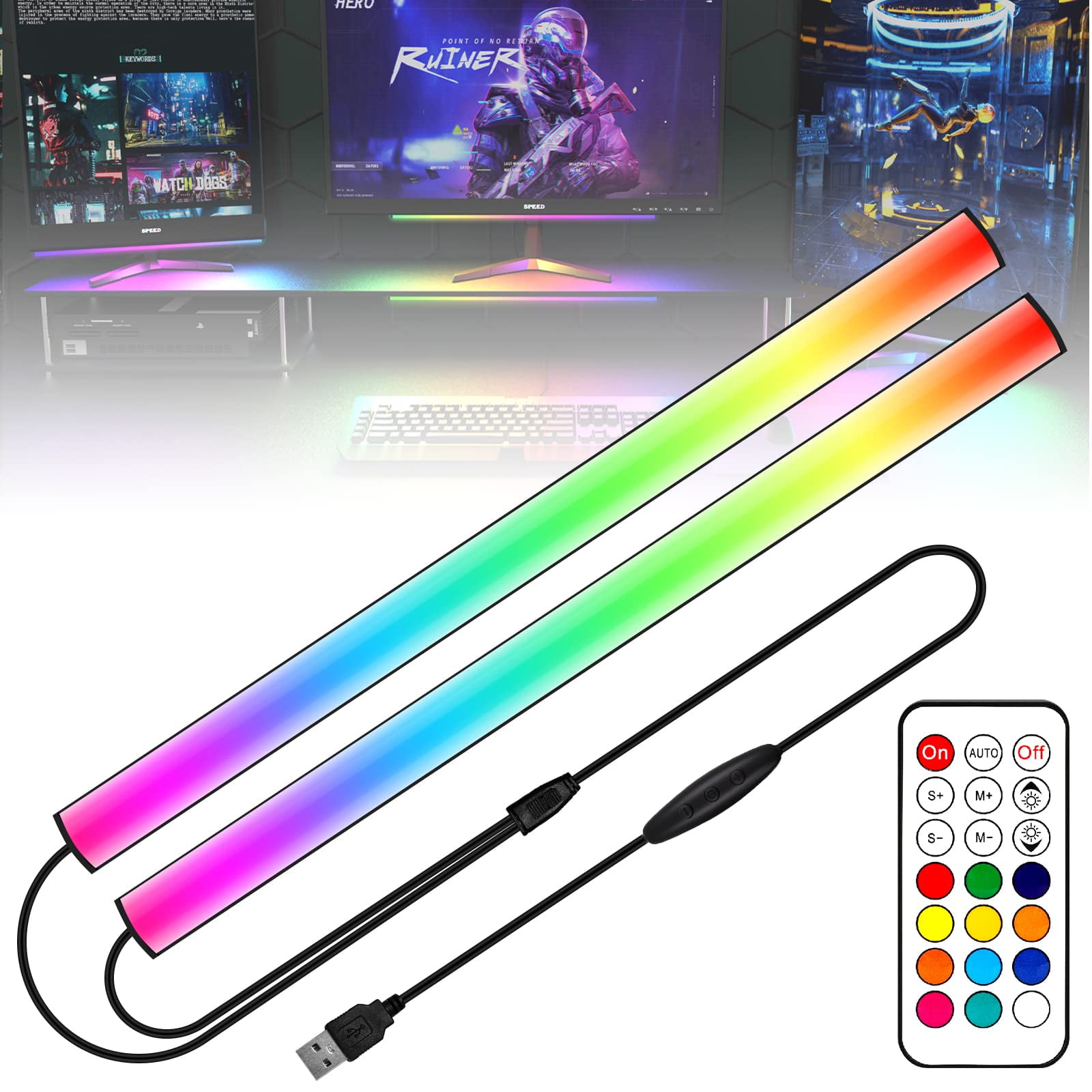 WILLED 2In1 Under Monitor Light Bar, Gaming Lights for Gaming Setup