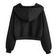 thumbnail image 2 of Maean Women Crop Top Hoodie Sweatshirt V Neck Long Sleeve Solid Color Casual Drawstring Sweatshirts, 2 of 5