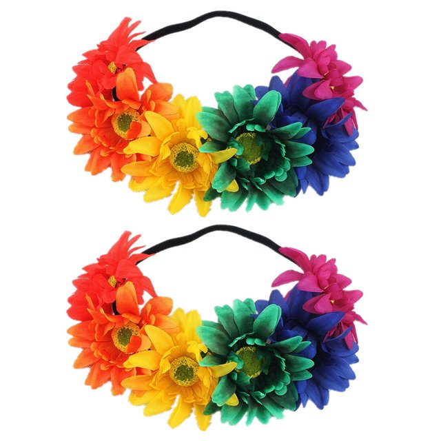 2 diademas de girasol, diademas de flores, tocado para mujer, corona, diadema floral, aro para el pelo, decoración de fiesta, disfraz de cosplay, lindo, Navidad, Halloween, hawaiano, accesorios para e