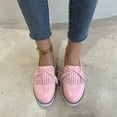 thumbnail image 4 of asdoklhq Sneakers for Women,New Platform Flat Casual Lazy Shoes Round Toe Bow Ladies Tassel Single Shoes, 4 of 9