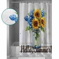 thumbnail image 3 of 60x72 Inch Shower Curtains for Bathroom Summer Fabric Bath Curtain Decor Blue Flower Bottle Yellow Floral Wooden Grain Waterproof Restroom Curtains Shower Set Accessories with 12 Hooks 60 Inch, 3 of 6