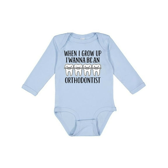 Inktastic Future Orthodontist Dental Care Gift Boys or Girls Long Sleeve Baby Bodysuit
