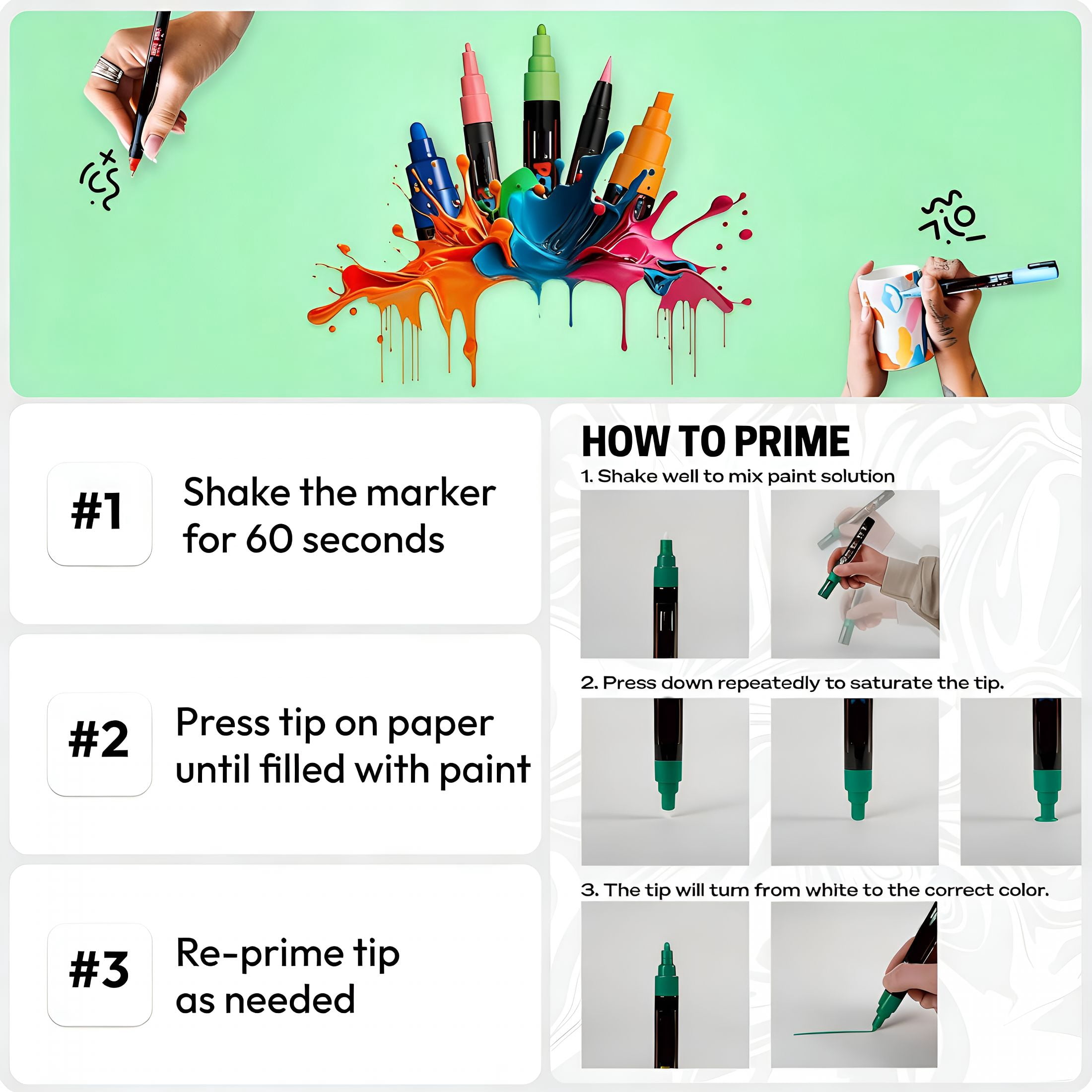 CCOCC Paint Marker PC-5M Medium Bullet Standard Colors Set of 16 acrylic paint markers