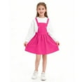thumbnail image 2 of SGFCWSX Girls Button Suspender Skirt, Flared Hem Casual Sleeveless Dress Hot Pink Size 9-10 Years, 2 of 7