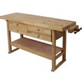thumbnail image 3 of 64.5" × 20" Wood Workbench with Four Drawers, Bottom Shelf, Adjustable Handle, Rubber Wood, 3 of 11
