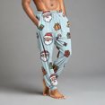 thumbnail image 4 of Wutalume Men's Drawstring Pocket Cuffed Casual Pants with Festive Christmas Print, Soft Home Sleep Pants for Holiday Season and Cozy Nights,Light Blue M, 4 of 7