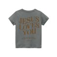 thumbnail image 6 of CCRFTGI Jesus Loves You Cute Teen Girl Shirts Size 10-12 Short Sleeve Letter Girls Clothes Tee Shirts Summer Casual Soft Lightweight Crew Neck T-Shirts Gray 5-7 Years, 6 of 6