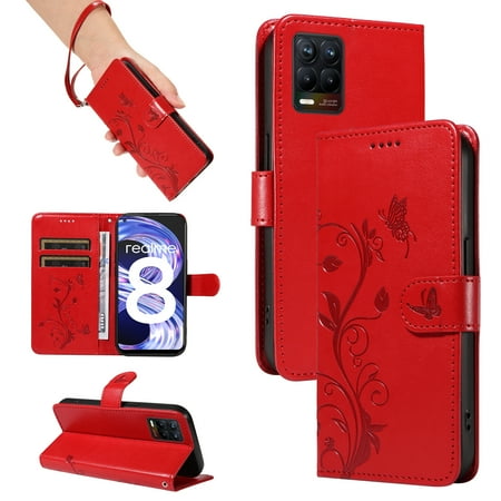 Wallet Case for Realme 8 4G, PU Leather Kickstand with Card Slots Shockproof Flip Cover for Realme 8 4G