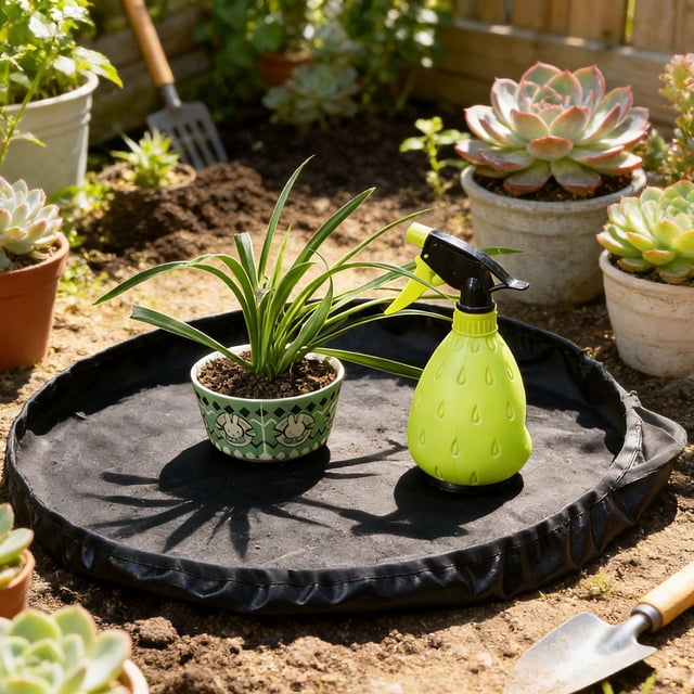 Plantas Tapete para Trasplante Portátil Alfombrilla Multifuncional Impermeable Reutilizable de PE Adecuada para Jardinería en Casa Sala de Estar Mesa Balcón Jardín Negro
