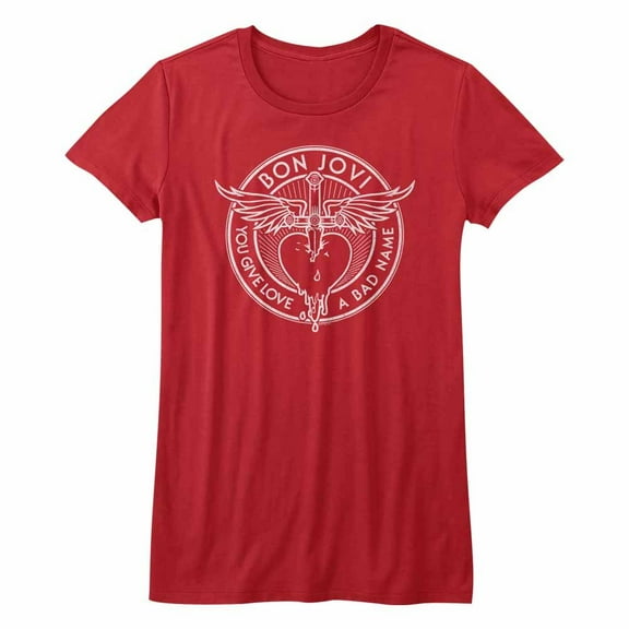 Bon Jovi Bad Name Red Junior Women's T-Shirt