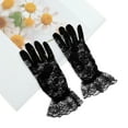thumbnail image 5 of Unique Bargains 1 Pair Sunblock Mittens Floral Thin Sun Block Driving Gloves for Women Black, 5 of 5