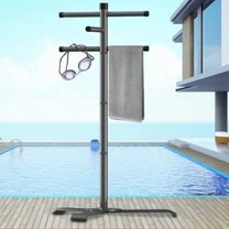 Pool Towel Rack Outdoor, Heavy Duty Outdoor Towel Rack, 61 Inch Free Standing Rack for Pool & Hot Tub, Drying Towels, Swimsuits, Life Jackets and Goggles, Ideal Pool Accessories