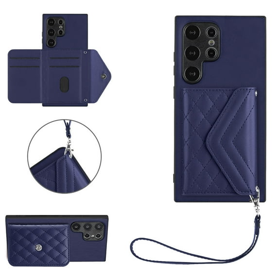 TECH CIRCLE Wallet Case For Galaxy S22 Plus with Card Holder,Flip Premium PU Leather Magnetic Clasp Kickstand Heavy Duty Protective Cover with Wrist Strap for Samsung Galaxy S22 Plus 6.6" 2022,Blue