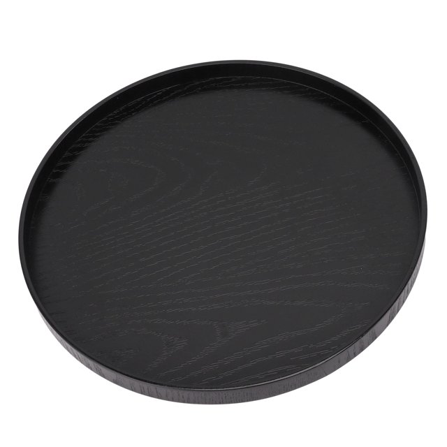 Plateau de Service en Bois Robuste 11.8 Po Plateaux de Petit-Déjeuner 11.8 Po Plateau de Service en Bois Fait Main Bois Robuste Simple Élégant Rond Multifonction Plateau à Thé en Bois pour Café Bureau Table à Manger