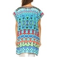 thumbnail image 5 of Sakkas Lesedi Top Blouse With Cap Sleeves Colorful Print and Rhinestones - 17230-Turq-multi - One Size Regular, 5 of 5