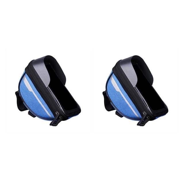 Langgg Bicycle Touch Screen Bag Front Storage Bike Mobile Phone Case Pack Outdoor Riding Biking Washable Reusable Pouch Blue 2Set