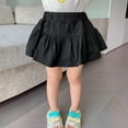 thumbnail image 2 of Fall Saving! HVOBTTY Toddler Pleated Mini Skirts, Kid's Leisure Sports Short Skirts, Kids Girls Fashion Solid Color Elastic Waist Ruffled Hem Tiered Skirt Puff Midi Skirts Black, 9 Years, 2 of 5