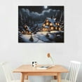 thumbnail image 2 of JRXY   Snowy Village Canvas Print - Winter Scene - Christmas Village - Under a Full Moon  pattern3, 2 of 4
