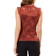 thumbnail image 3 of Blusa sin mangas de encaje con volantes semi transparente para mujer Inspire Chic color rojo oscuro M, 3 of 7