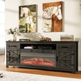thumbnail image 7 of LazySunsets 70" Electric Fireplace TV Stand for TVs Up to 80 Inches,Farmhouse Media Console with 36" Color Changing Fireplace Insert, Barn Doors,Drawers & Adjustable Storage Shelves,Gray, 7 of 7