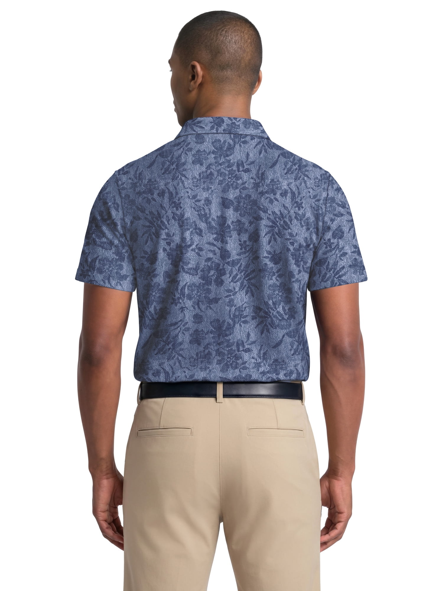 Ben Hogan Performance Men's & Big Men's Textured Botanical Print Short Sleeve Polo Shirt, Sizes S-4XLT